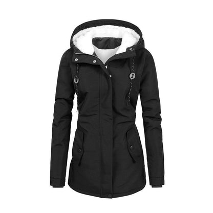 Damjacka Vadderad med Huva och Snörning i Fleece och Polyester 8