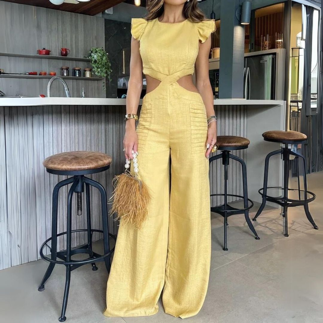 Variant image for Dam Jumpsuit Bred Ben med Rüsch Detaljer Polyester-6