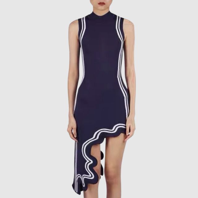 Variant image for Damklänning Asymmetrisk Stickad Ärmlös Fina Dam Klänningar-7