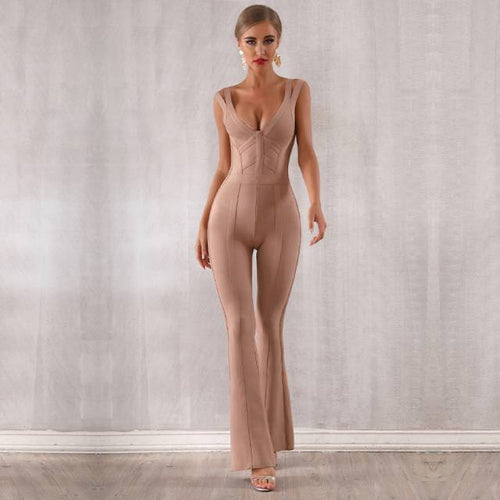Dam Overall Dubbelremmar Bred Benstil Polyester Spandex-1