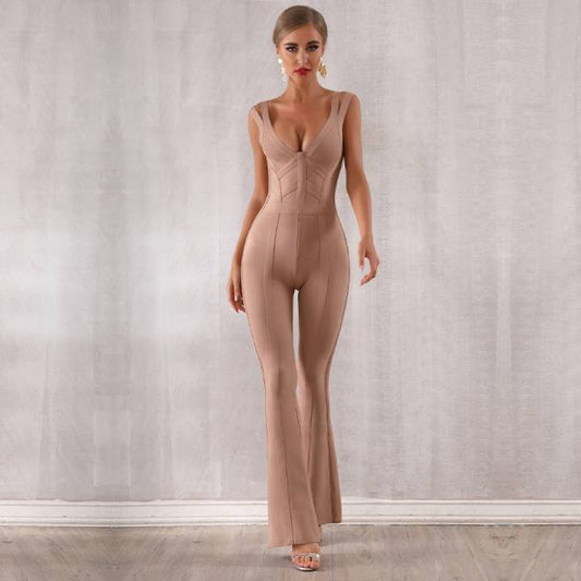 Dam Overall Dubbelremmar Bred Benstil Polyester Spandex-1
