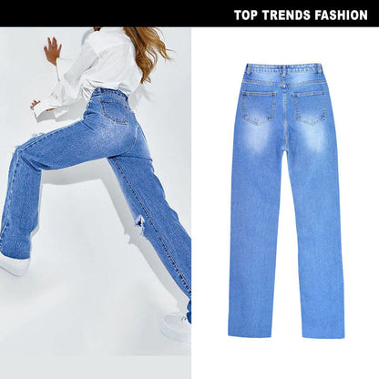 Herrbyxor Rak Ben Hög Midja Bomullsdenim-6