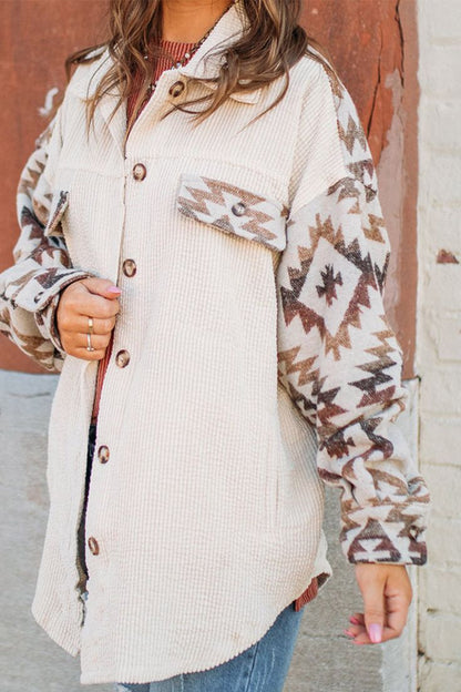 Kvinna Bohemian Shacket Aztec Corduroy-4