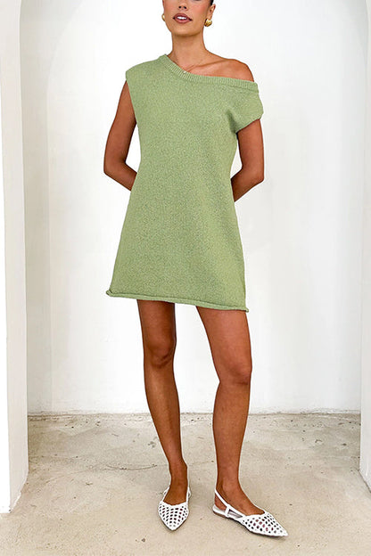 Dam Miniklänning En Axel Design Mjuk Bomull och Polyester-3