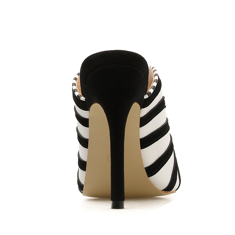 Dam Sandaler Klack Zebra Mönster Flock Material-3