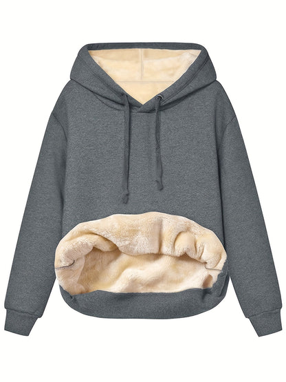 Dam Hoodie Fleece Varm och Bekväm-2
