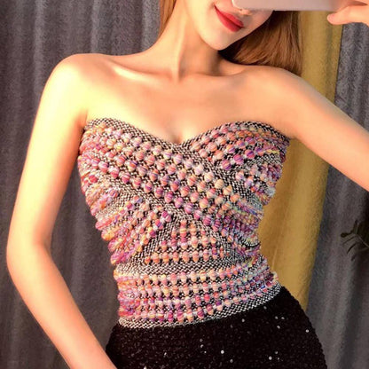 Dam Topp Beskuren Ränder Acetatpolyester-5