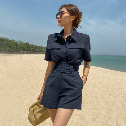 Variant image for Dam Set Kortärmad Topp och Shorts Bomull Polyester-2