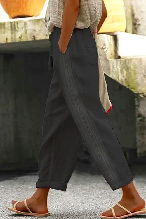 Variant image for Dam Byxor Med Resår I Midjan Snygga Avsmalnande Bomull-Linne-13