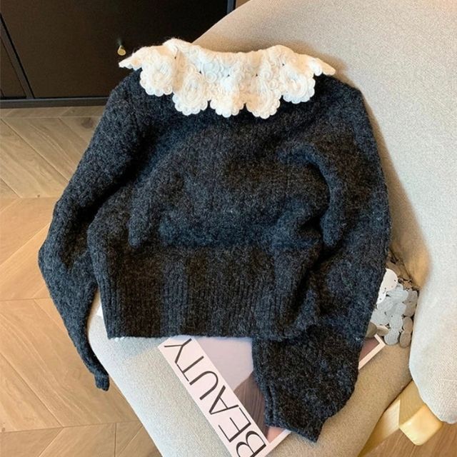 Dam Kort Kofta med Peter Pan-Krage och Pärla Accent i Mjuk Blandning-5