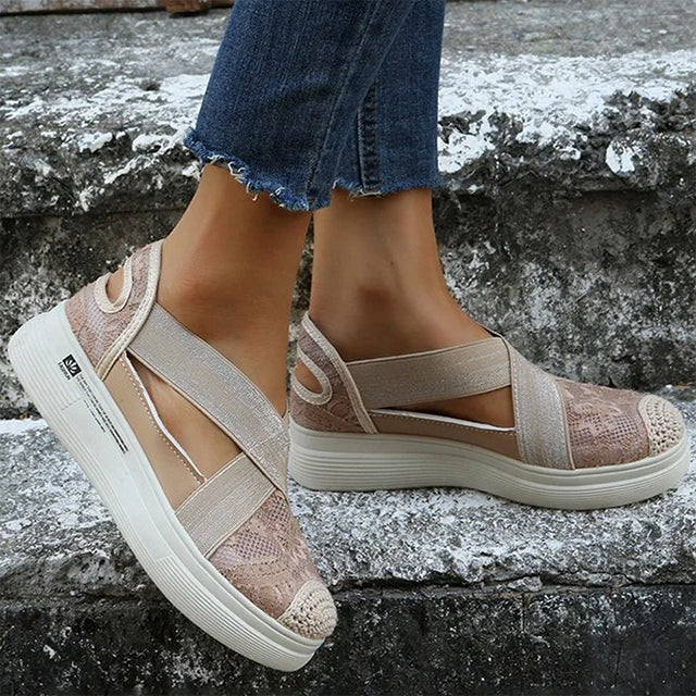 Herr Sandaler Andningsbart Nät Gummiplattform-1