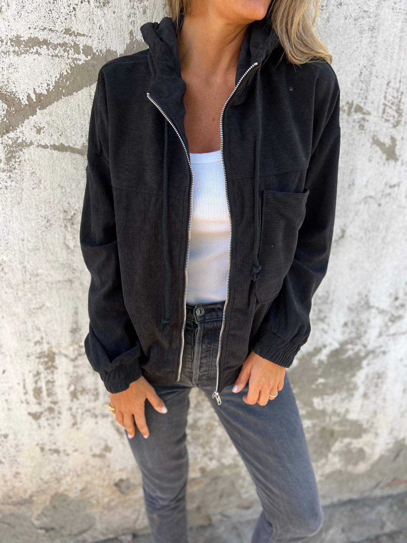 Variant image for Damjacka Casual Vit Huva Blixtlås 100% Polyester-25
