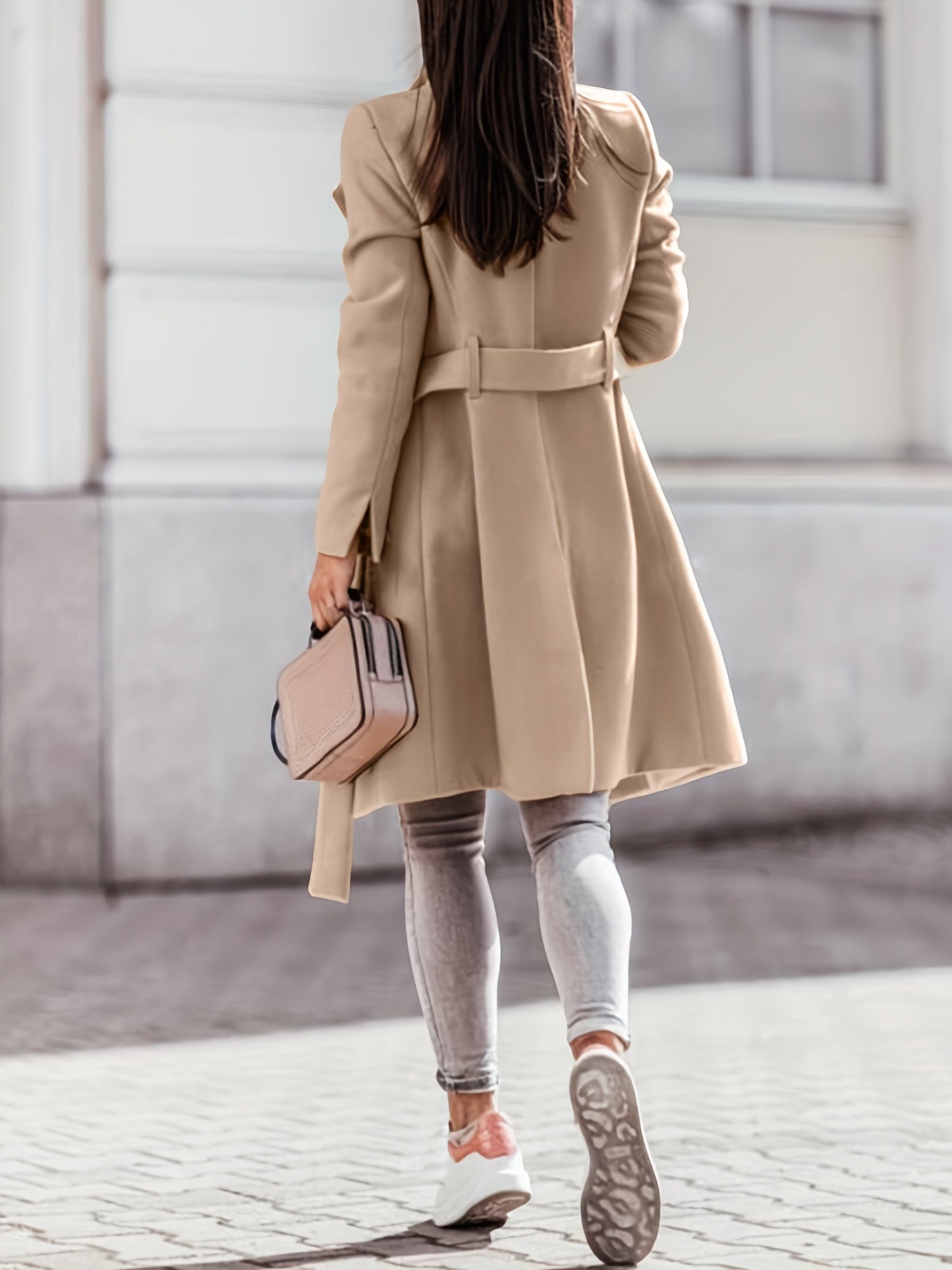 Kvinnor Trench Coat Klassisk Ull-2