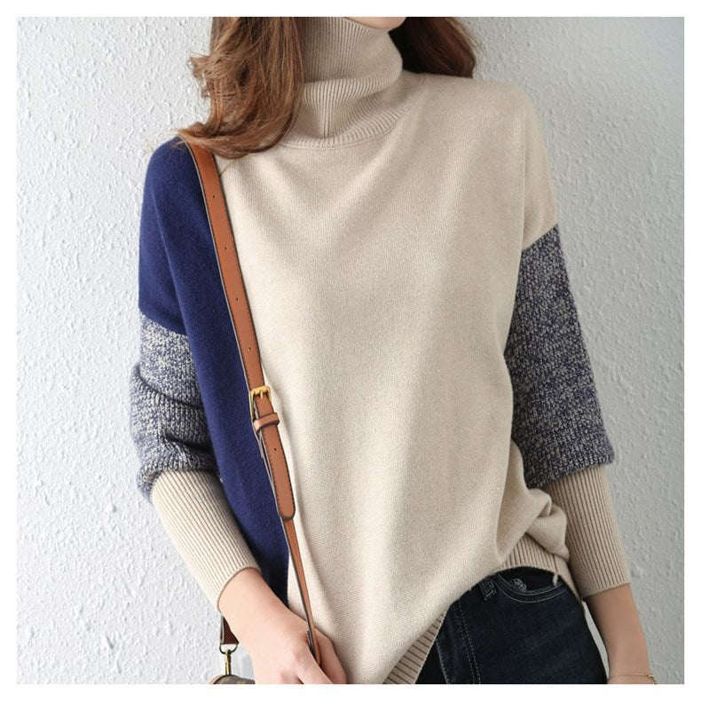 Dam Turtleneck Tröja Mjuk Andningsbar Elegant Design-3