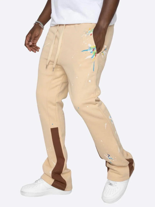 Dam Flare Sweatpants Färgstänkt Bomull-1