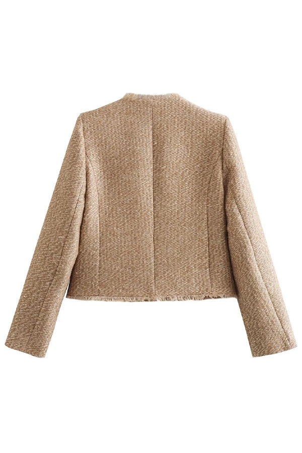 Damjacka Rund Halsringning Fransad Design Polyester-5