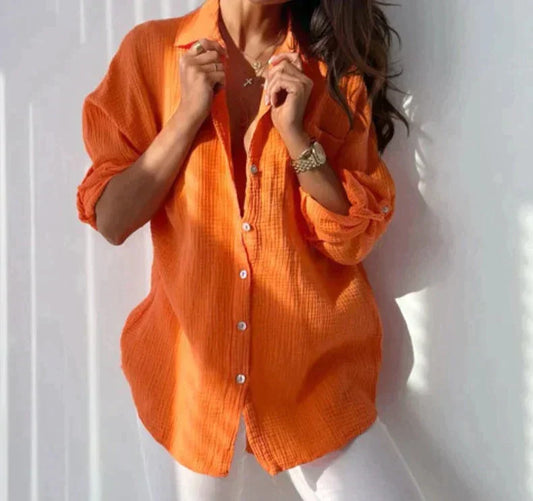 Dam Blus Avslappnad Polyester-1