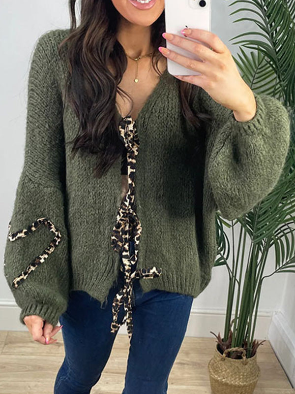 Dam Kofta Långärmad Lätt Akryl Elegant Slipsdetalj-6