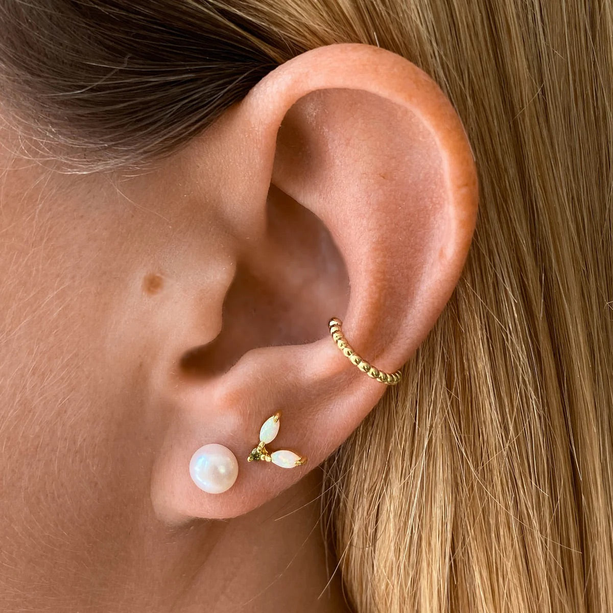 Perlenohrringe aus 925 Sterling Silber mit 18 Karat Gold - Elegante Ohrstecker mit Süsswasserperlen für Frauen 3