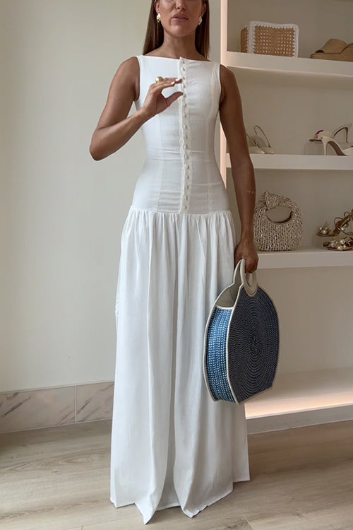 Maxiklänning Dam Backfri Design Bomull Polyester-4