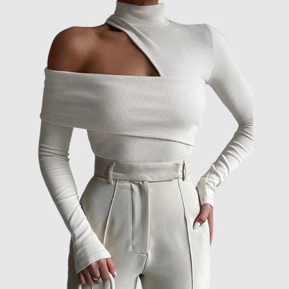 Variant image for Dam Stickad Tröja Asymmetrisk Rullkrage Mjuk Akryl-11