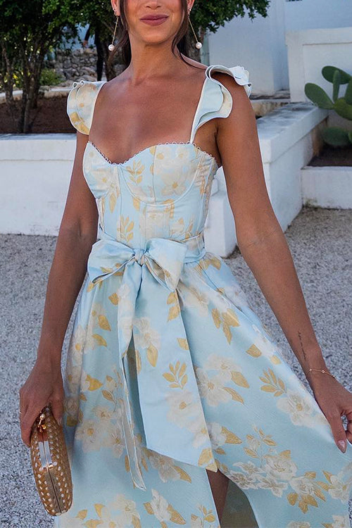 Dam Klänning Ruffle Vintage Stil Bomull Polyester-4