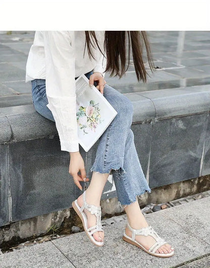 Damsandaler Platta i Syntetiskt Läder med Elastisk Ankelrem - Svart, Bekväm och Chic Design 5