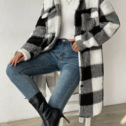 Kvinnors Lång Kappa Blockdesign Blandad Fiber 8