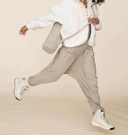 Dam Jumpsuit Vid Ben Design Andningsbart Tyg med Fickor-6