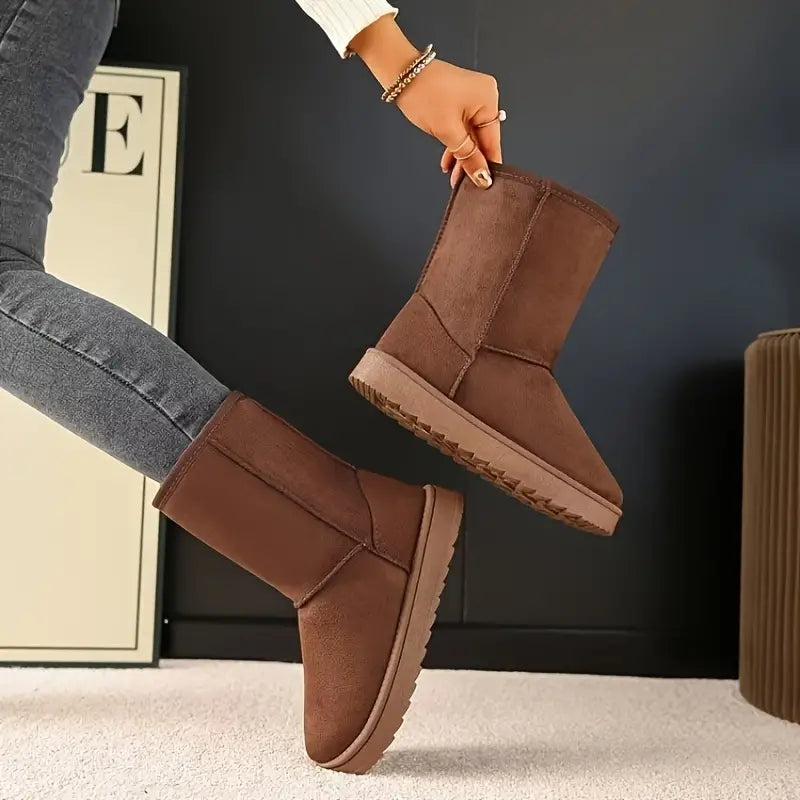 Kvinnors Ankelstövlar Slip-on Vattentåliga Fleecefodrade-2