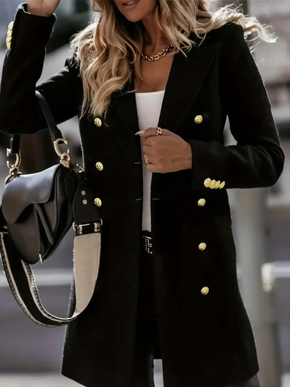 Dam Blazer Dubbla Knappar Sofistikerad Snitt Polyester Viskos 11
