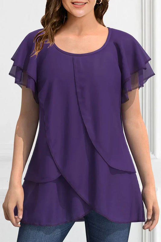 Kvinnors Överdimensionerad Blus med Ruffles Lätt Material-1