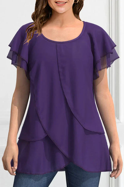 Variant image for Kvinnors Överdimensionerad Blus med Ruffles Lätt Material-1