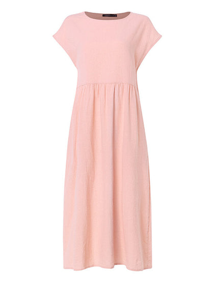 Maxiklänning Dam Kortärmad Bomull Sommar Elegant-1
