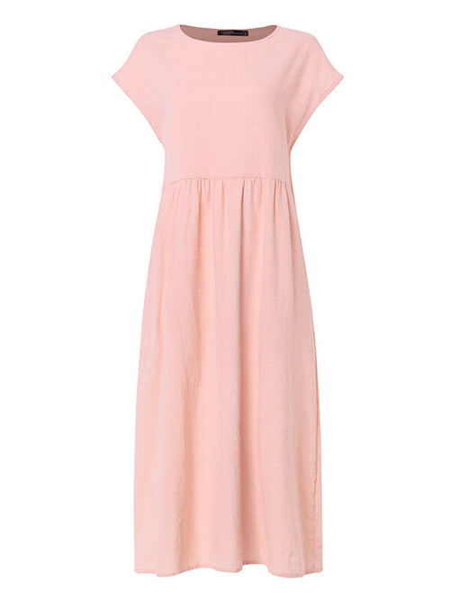 Maxiklänning Dam Kortärmad Bomull Sommar Elegant-1