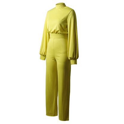 Dam Jumpsuit Elegant Polyester med Skurna Detaljer-4