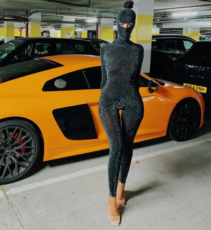 Dam Jumpsuit Hög Krage Tight Passform Polyester Spandex-3