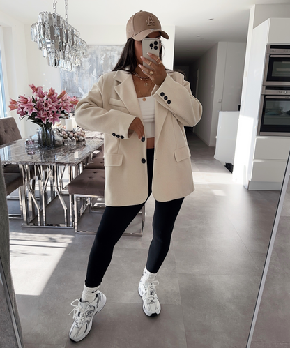 Kvinnors Longline Blazer Avslappnad Polyesterblandning-3