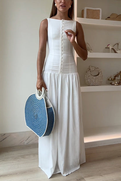 Maxiklänning Dam Backfri Design Bomull Polyester-5