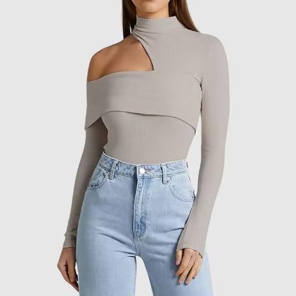 Variant image for Dam Stickad Tröja Asymmetrisk Rullkrage Mjuk Akryl-6