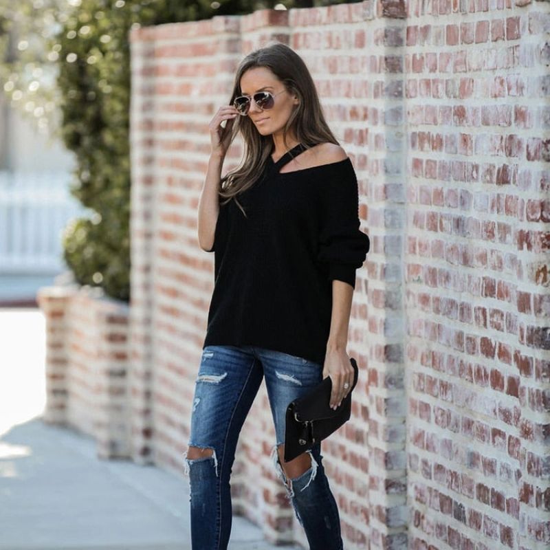 Variant image for Dam V-ringad Tröja Smidig Akryl med Långa Ärmar-21