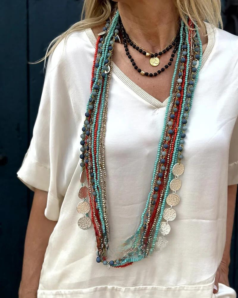 Kvinnors Avslappnat Set Blus och Byxor Lätt Material 2