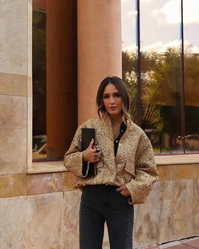 Dam Paljettjacka Festlig Polyester-2