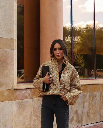 Dam Paljettjacka Festlig Polyester-2