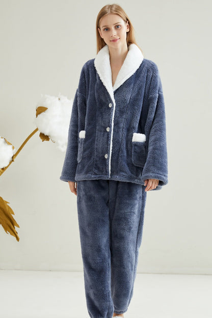 Variant image for Dam Pyjamas Set Långärmad Plysch för Kalla Vinterkvällar-4