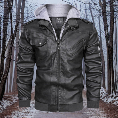 Variant image for Damjacka Skinnjacka Med Huva Klassisk Design Läder-7
