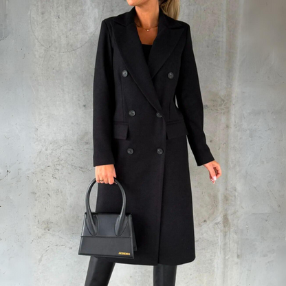Elegant Vindjacka för Dam i Ullblandning med Dubbelram och Lapel - Vindavvisande Jacka för Alla Tillfällen 8