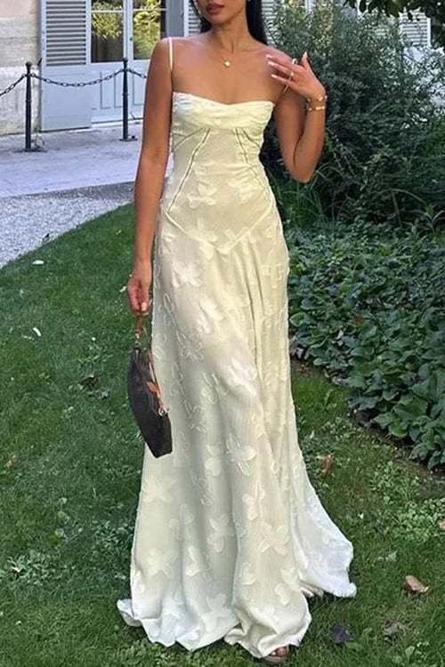 Dam Maxiklänning Spaghetti-bärare Blommor Bomull Polyester-5