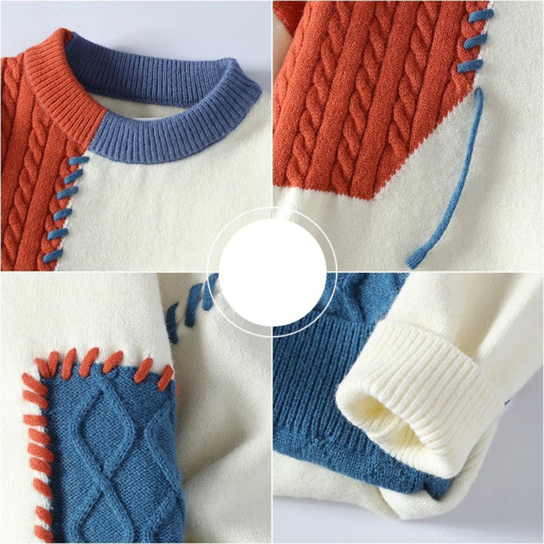 Hoodie Herr Patchwork Design Mjuk Bomull-3