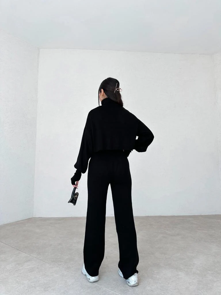 Dam Turtleneck Tröja och Byxor Set Mjuk Textil 5